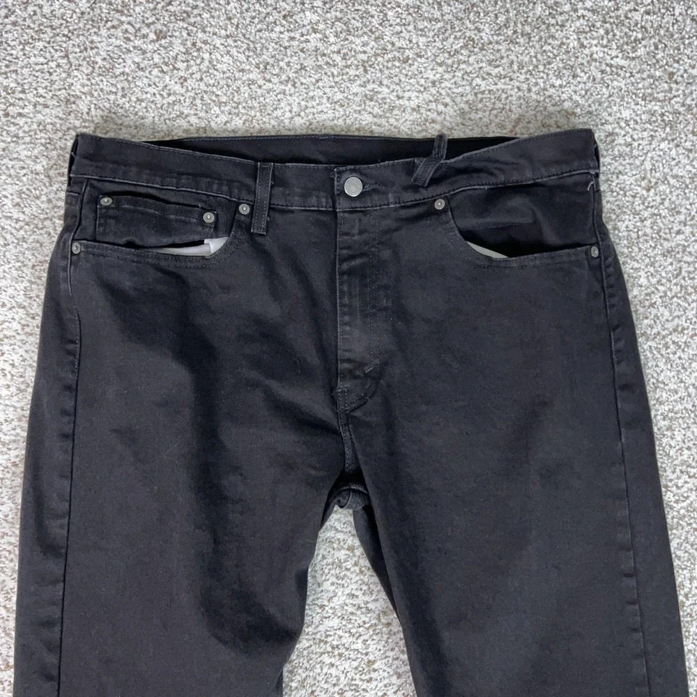 Levis 502 Jeans Mens 36x34 Black Slim Straight Denim Dark Wash Basic Casual